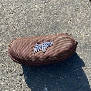 Maui Jim Sunglasses Case Hard Shell Protective Travel Carrier Brown Zip Closure